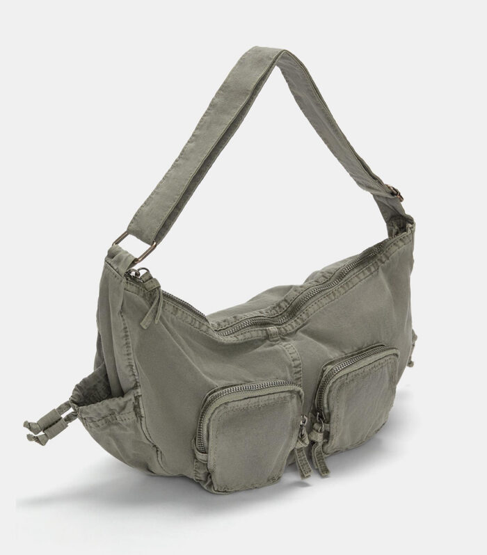 Canvas half-moon shoulder bag